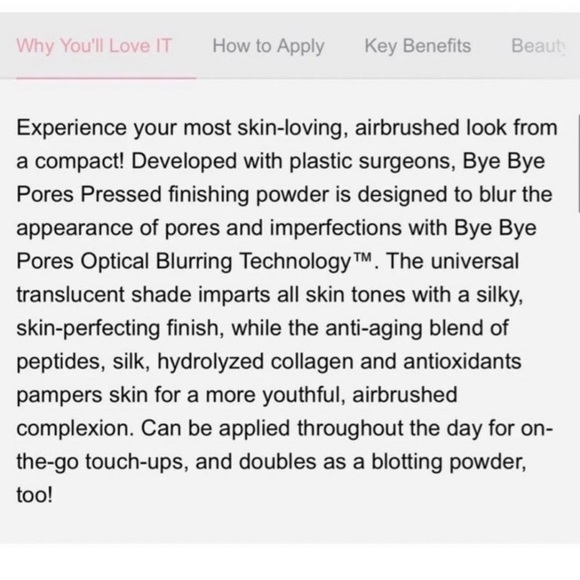 IT Translucent Bye Bye Pores Pressed Poreless Finish Airbrush Setting Powder - Picture 5 of 8